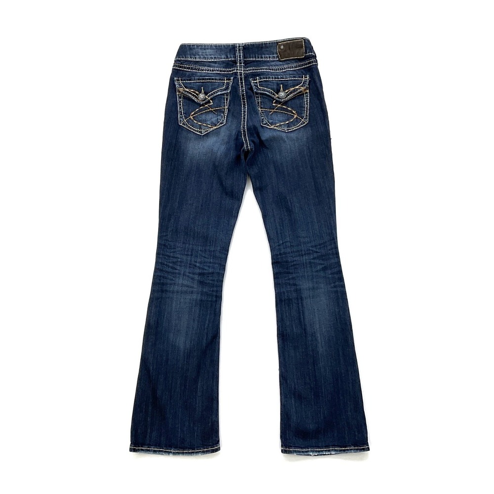 Silver Jeans Women 27 (28x30.5) Blue Bootcut Suki Surplus Low Rise Flap Pockets
